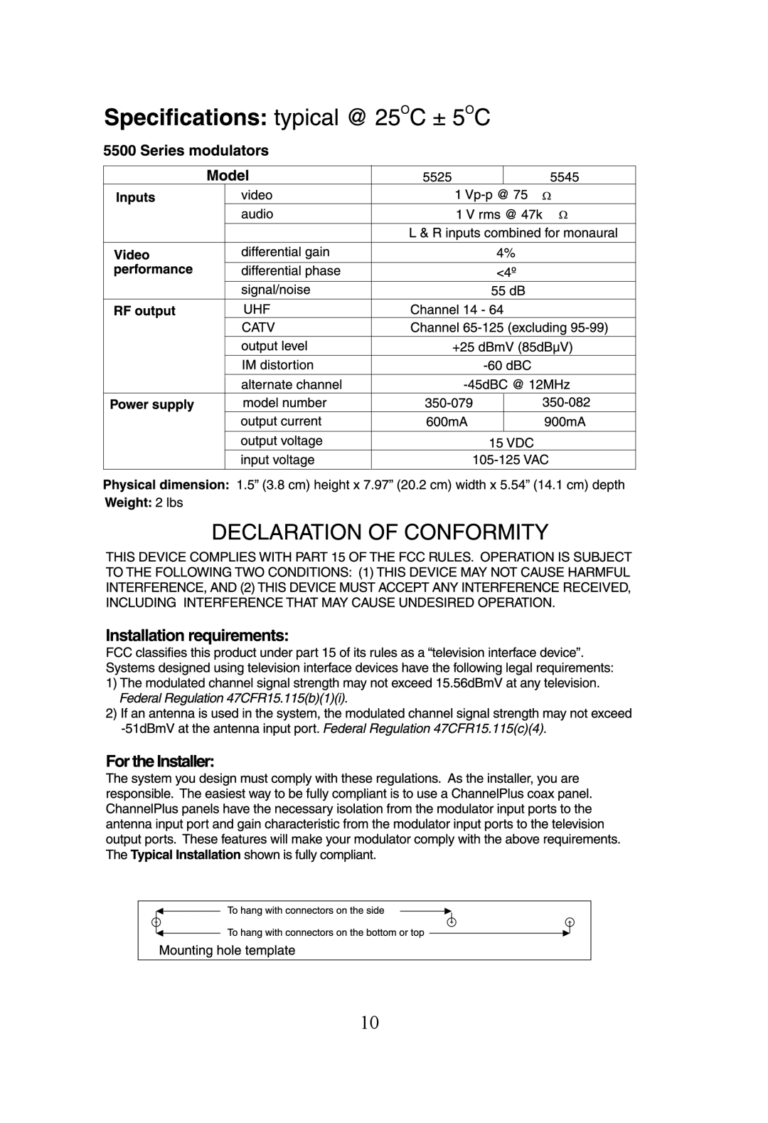 Linear 5525, 5545 manual 