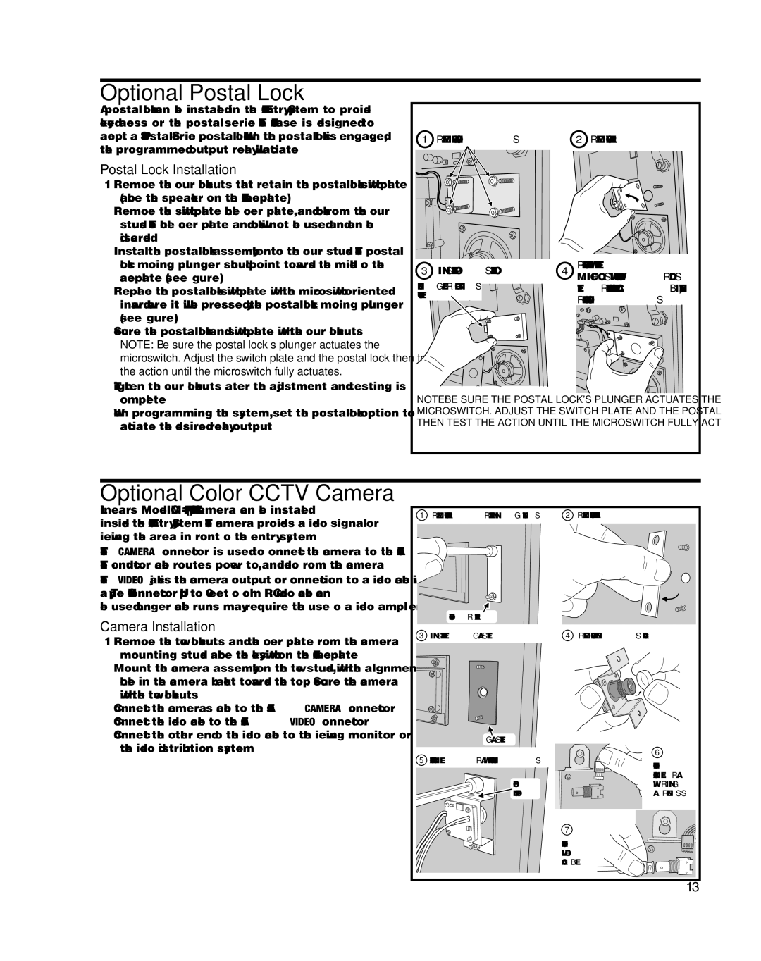 Linear AE-1000 Optional Postal Lock, Optional Color Cctv Camera, Postal Lock Installation, Camera Installation 