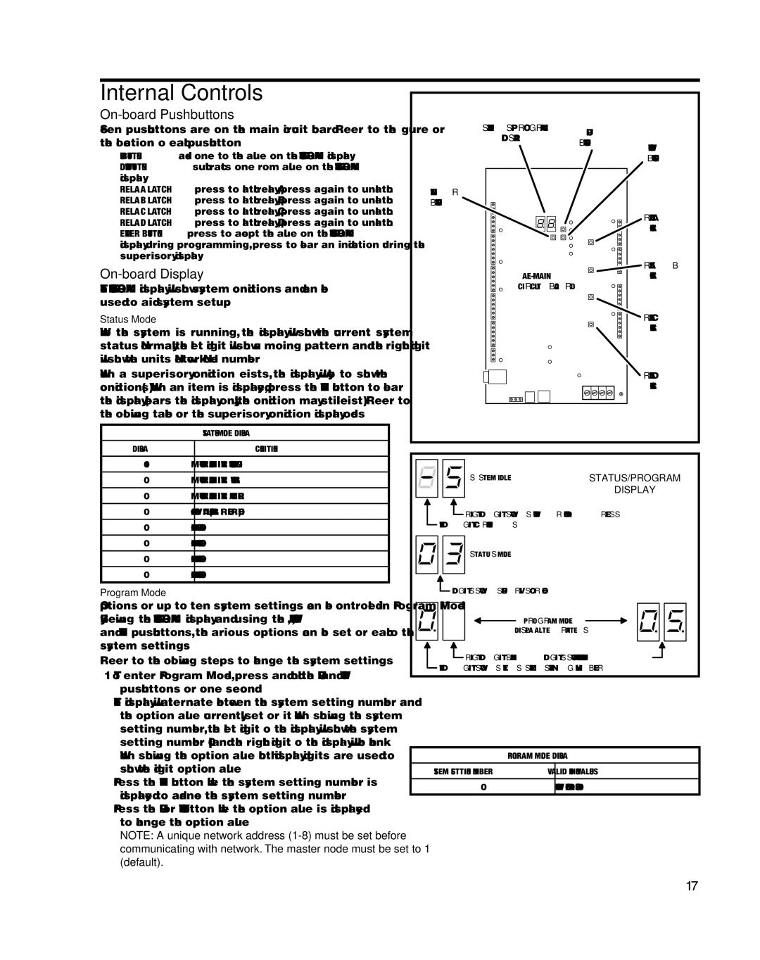 Linear AE-1000 installation instructions Internal Controls, On-board Pushbuttons, On-board Display 