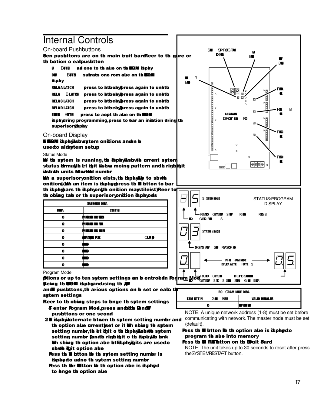 Linear AE-2000 installation instructions Internal Controls, On-board Pushbuttons, On-board Display 