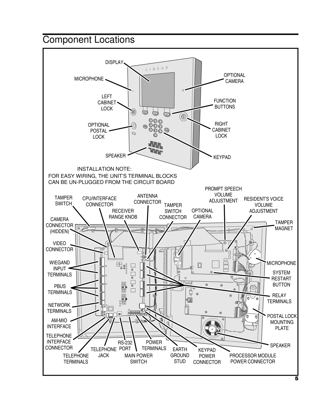 Linear AE-2000 installation instructions Component Locations, Switch 