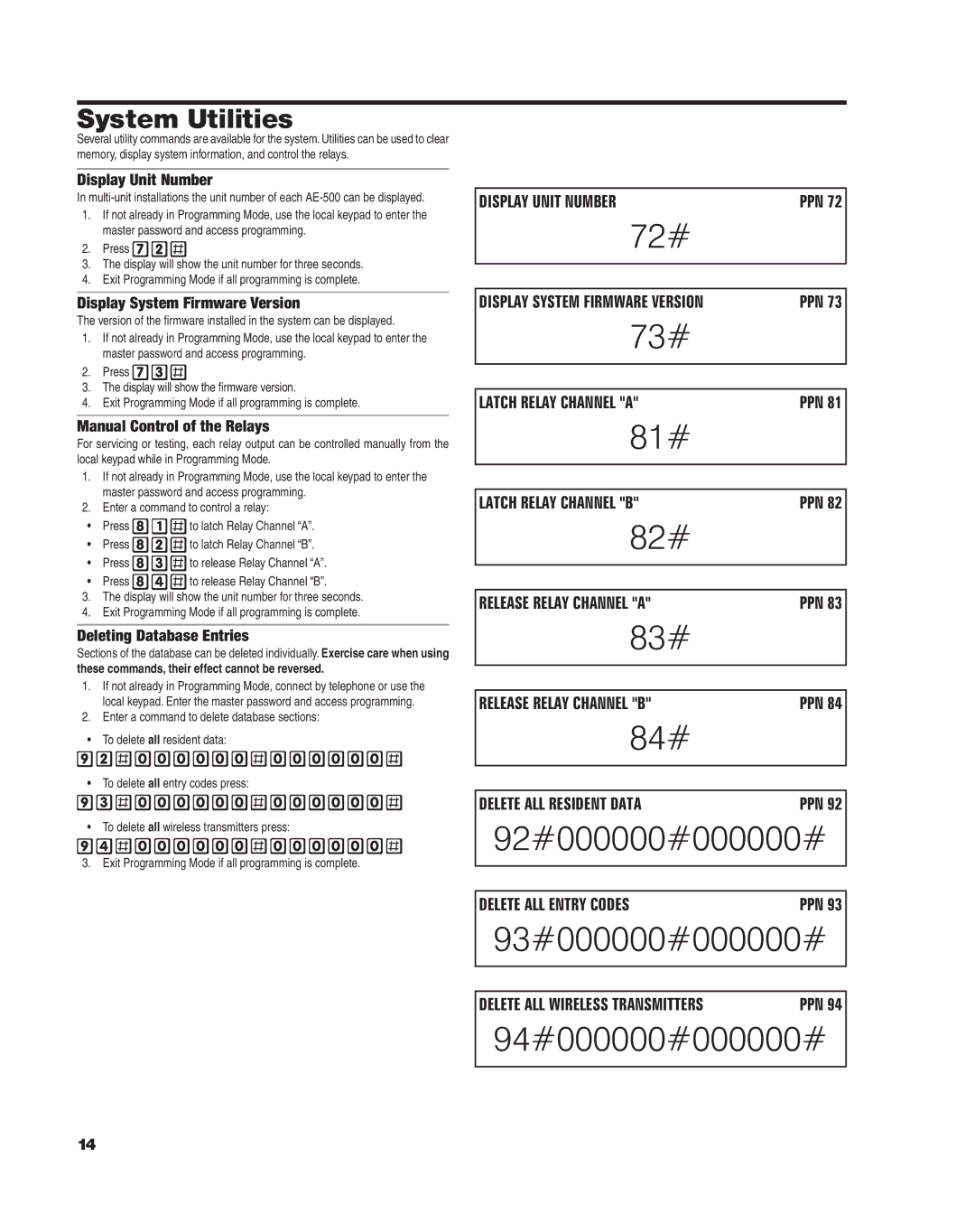 Linear AE-500 manual 94#000000#000000#, System Utilities 