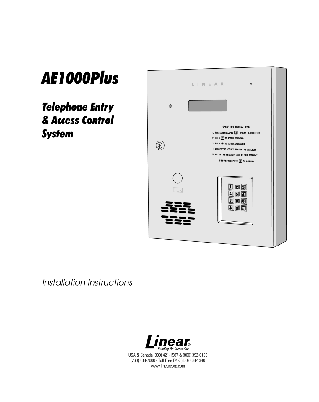 Linear AE1000Plus installation instructions 