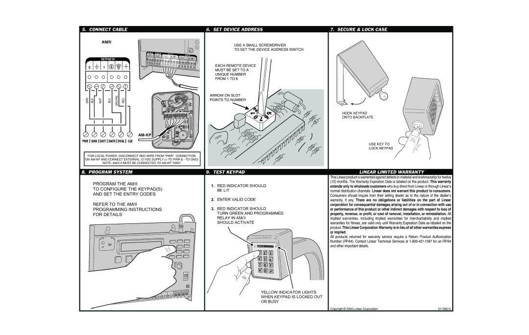 Linear AM-KP Connect Cable SET Device Address Secure & Lock Case, Program System, Linear Limited Warranty 