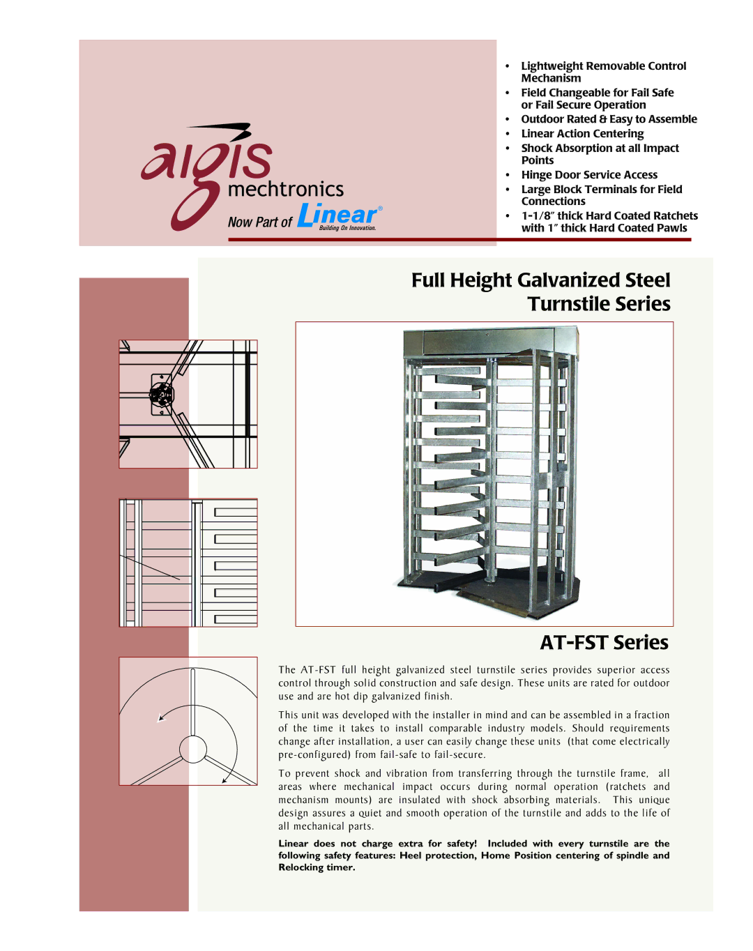 Linear at-fst brochure Full Height Galvanized Steel Turnstile Series AT-FST Series 