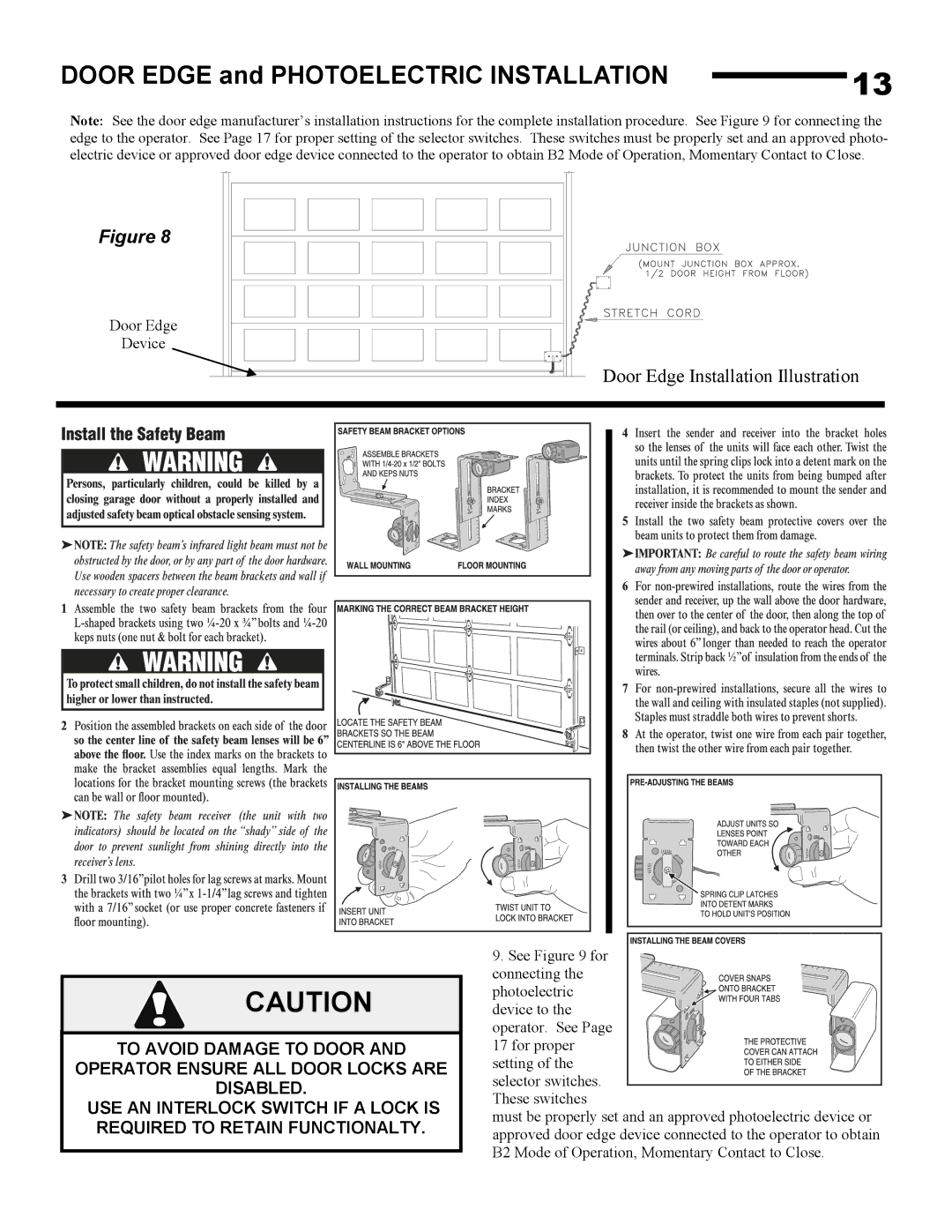 Linear AUH-S, AUJ-S owner manual Door Edge Installation Illustra tion 