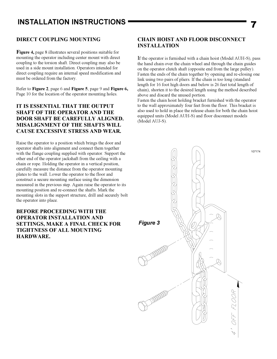 Linear AUH-S, AUJ-S owner manual Direct Coupling Mounting 