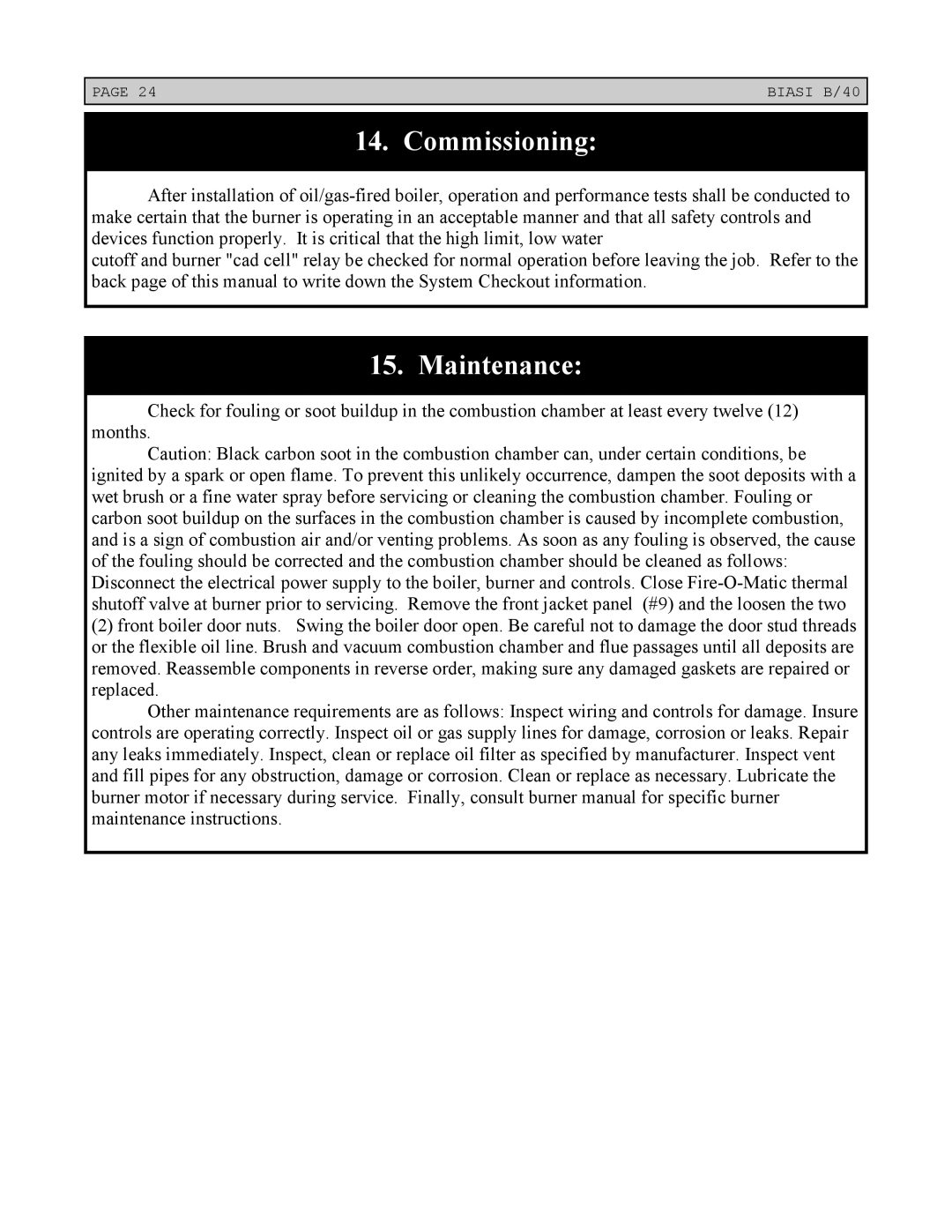 Linear Boiler installation instructions Commissioning, Maintenance 