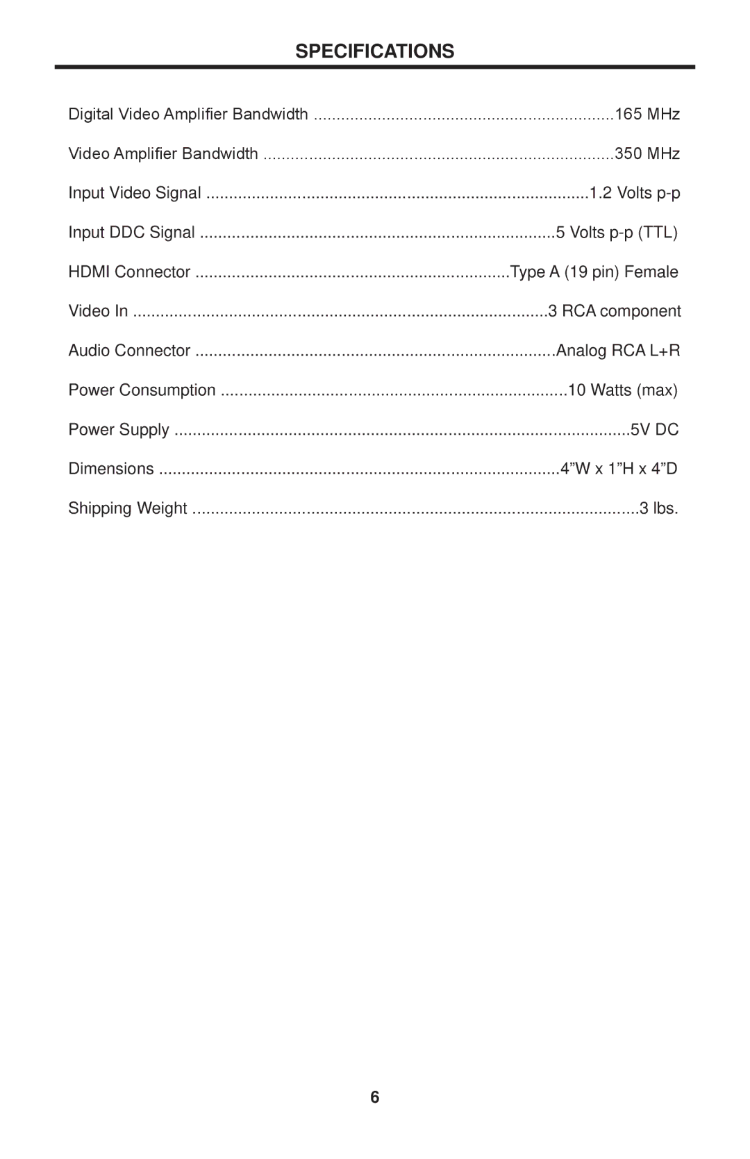 Linear COMP-2-HDMI-AD user manual Specifications 