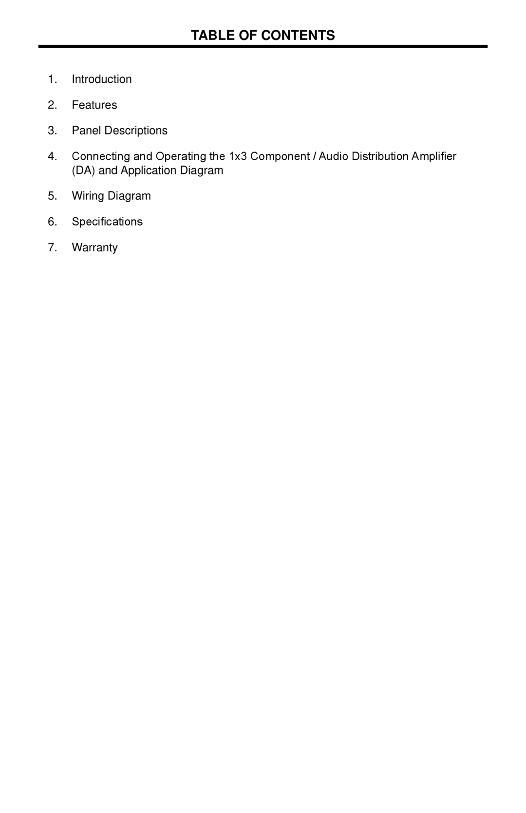 Linear COMP-DA-1X3 user manual Table of Contents 