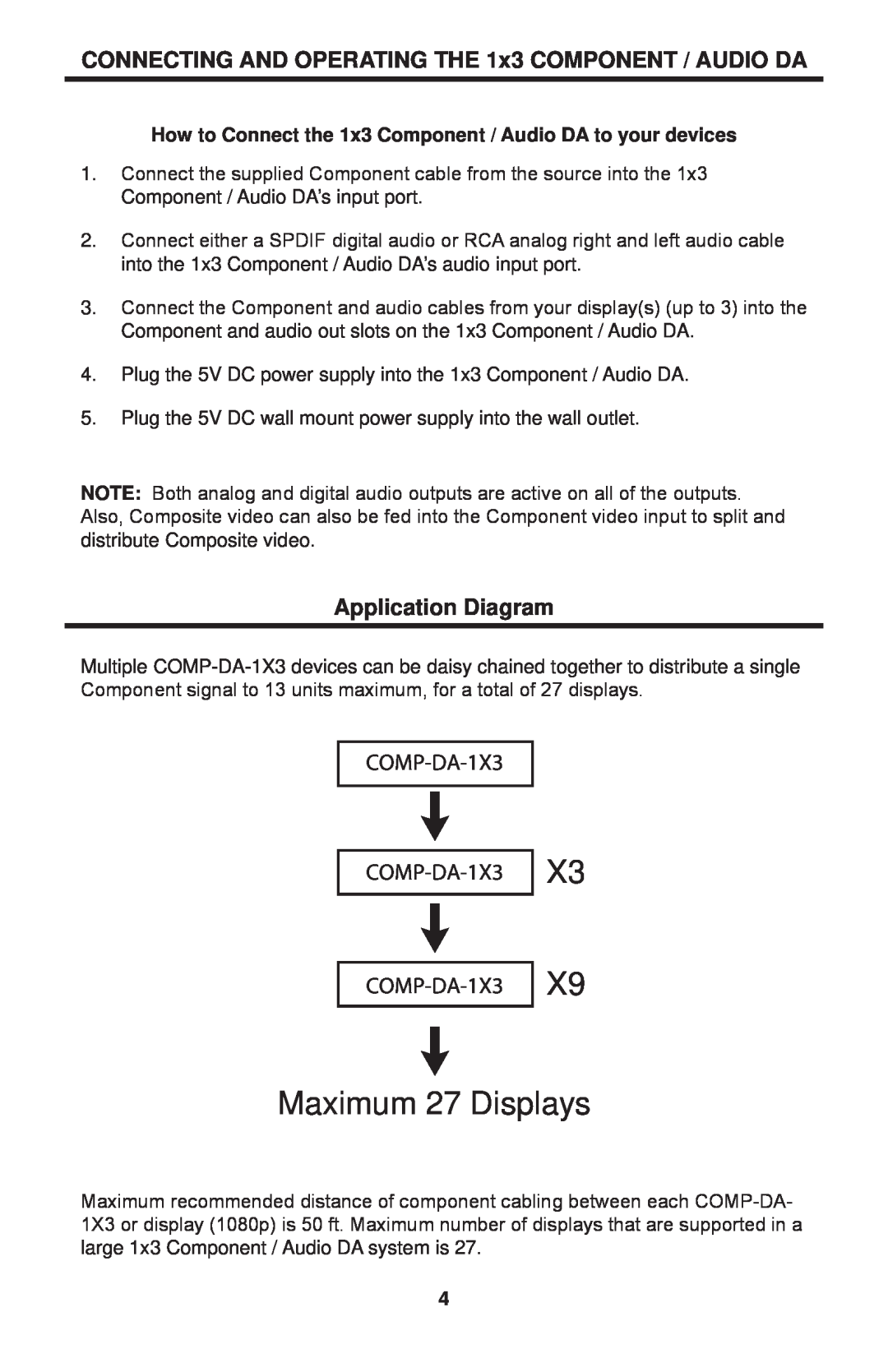 Linear COMP-DA-1X3 user manual Application Diagram, Maximum 27 Displays 