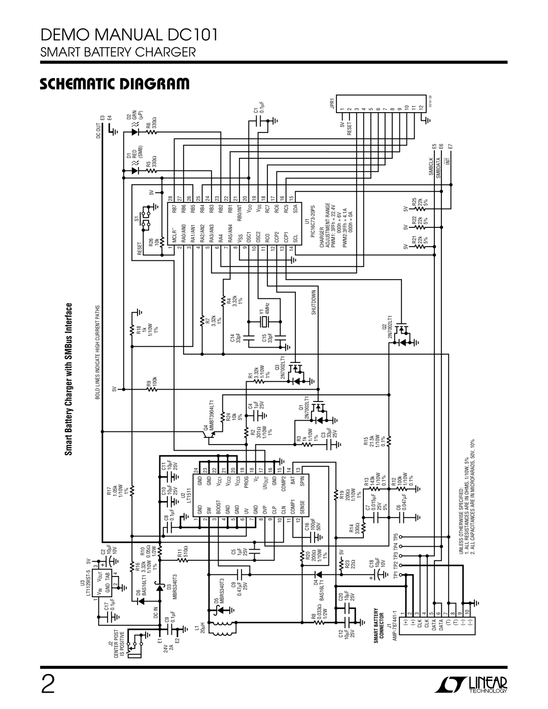 Linear DC101 manual Smart Battery Charger with SMBus Interface 