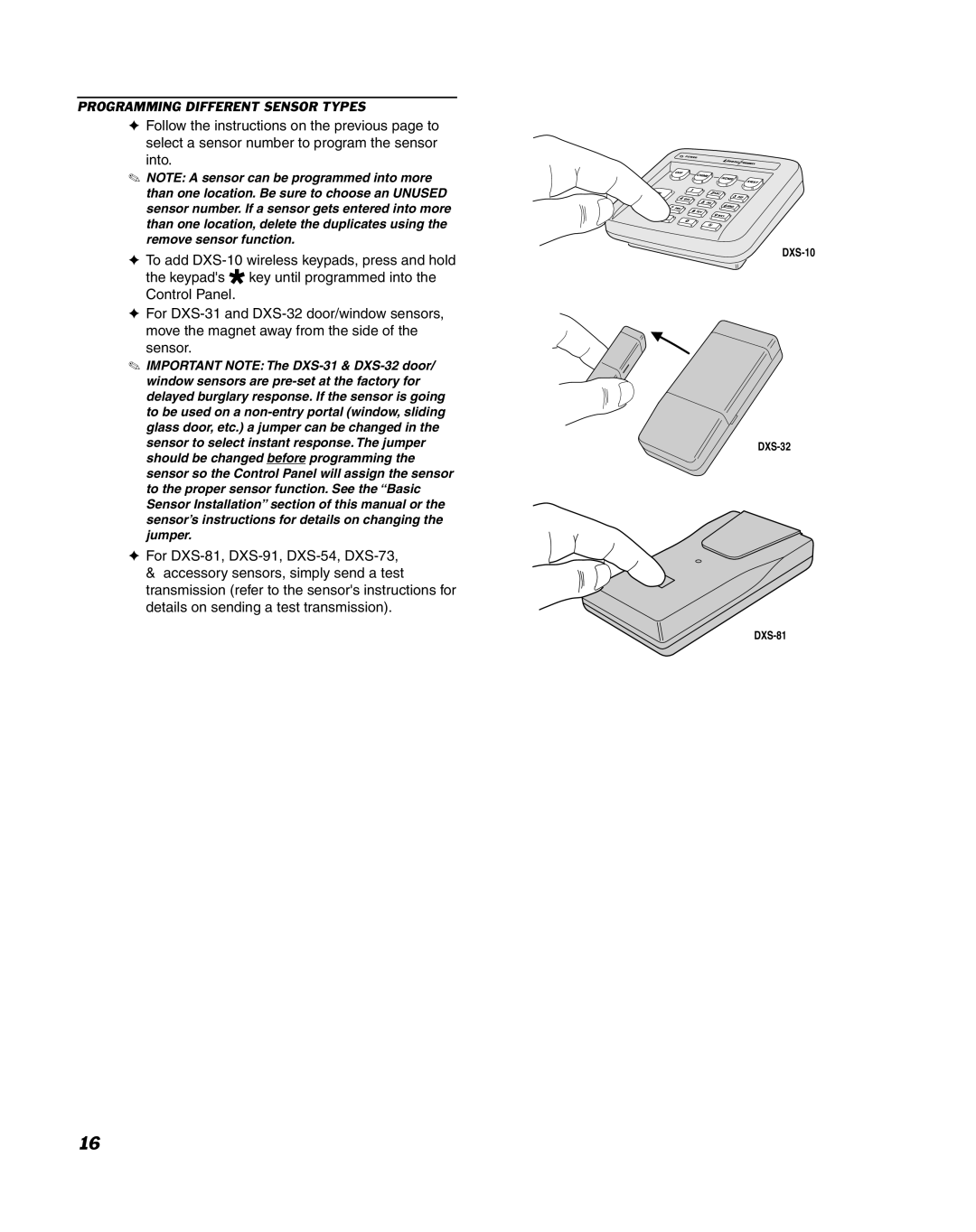 Linear DUAL 824 manual Programming Different Sensor Types 