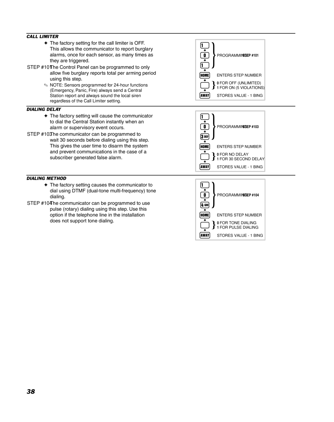 Linear DUAL 824 manual Call Limiter, Dialing Delay, Dialing Method 