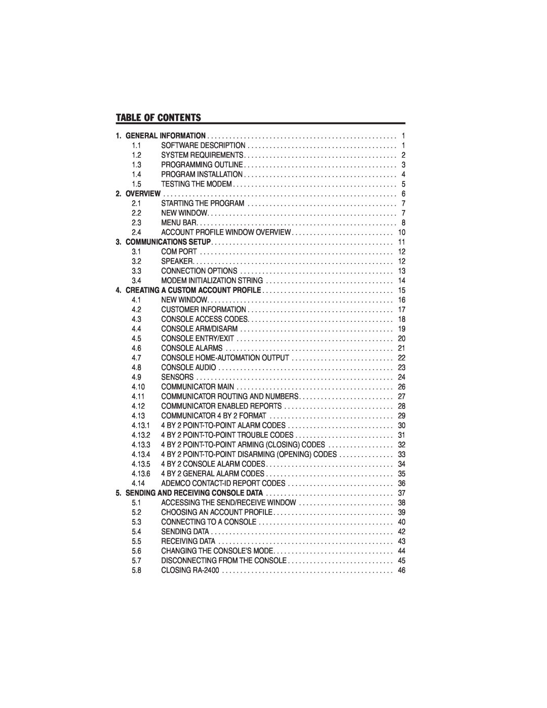 Linear RA-2400, DVS-2400, DVS-1200, DUAL-824, DVS-2408 manual Table Of Contents, Overview 