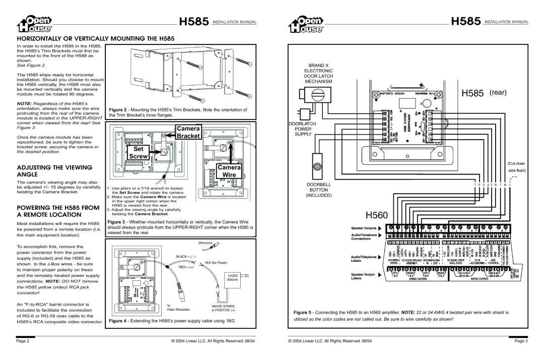 Linear warranty Horizontally or Vertically Mounting the H585, Adjusting the Viewing Angle 