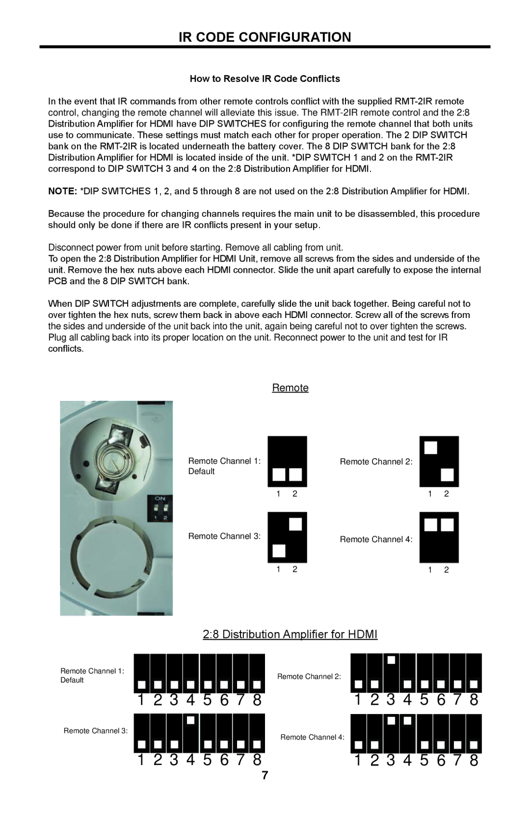 Linear HDMI-DA-2X8M user manual IR Code Configuration, How to Resolve IR Code Conflicts 