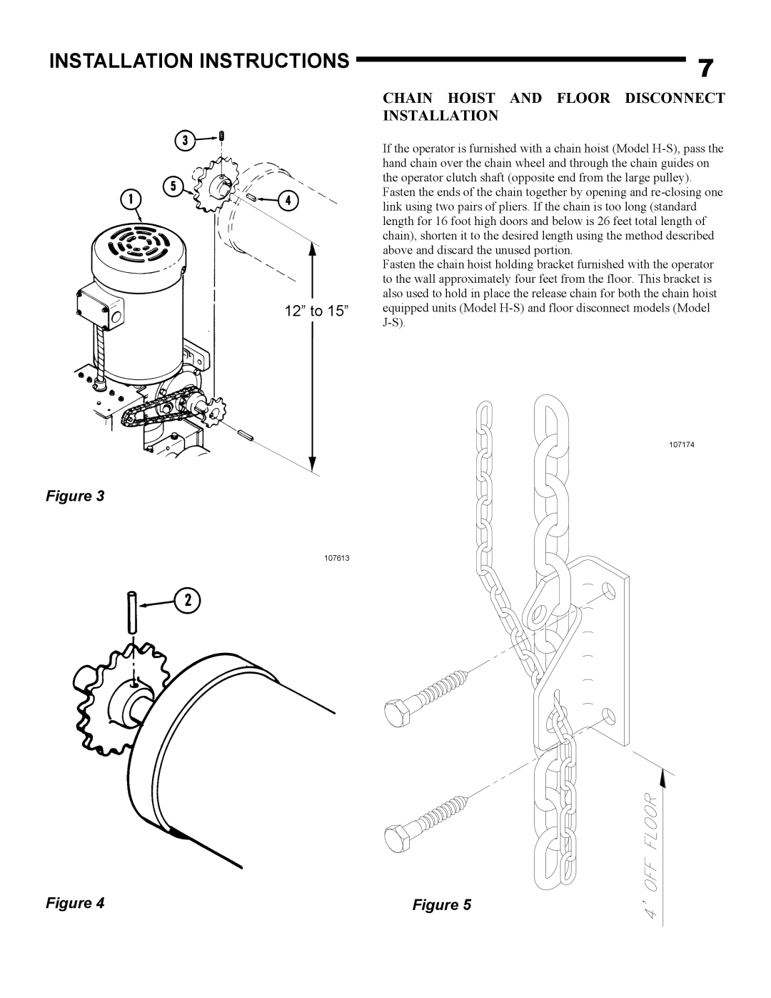 Linear H-S, J-S owner manual Chain Hoist and Floor Disconnect Installation 