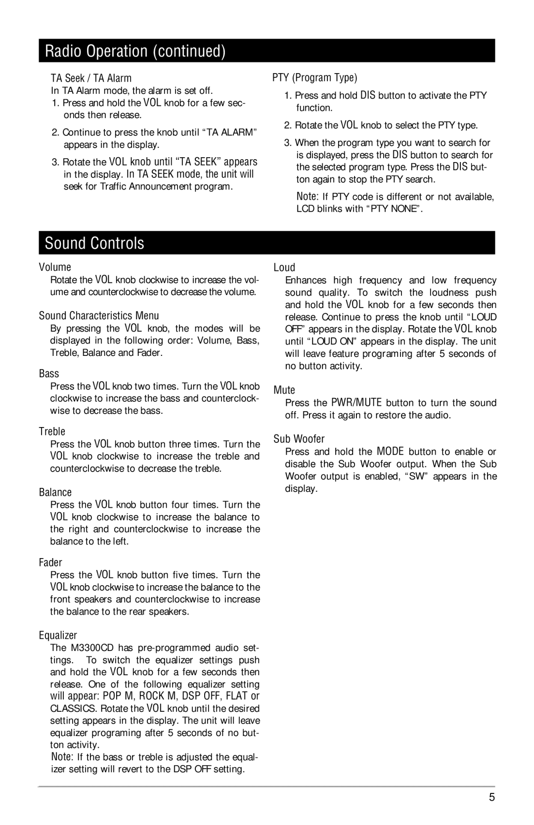 Linear M3300CD installation manual Sound Controls 