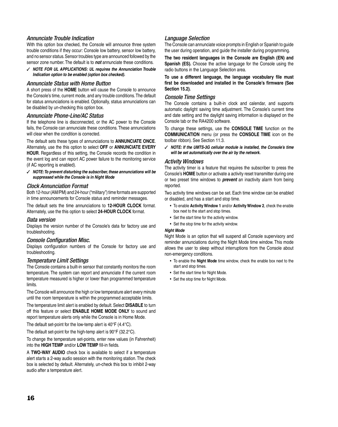 Linear PERS-4200 Series Annunciate Trouble Indication, Annunciate Status with Home Button, Annunciate Phone-Line/AC Status 