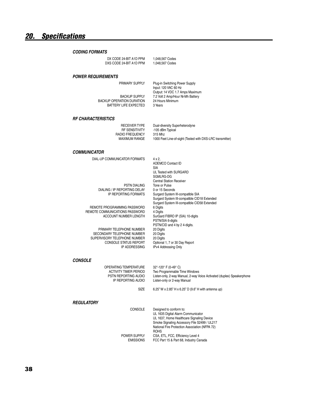 Linear PERS-4200 Series manual Speciﬁcations, Power Requirements 