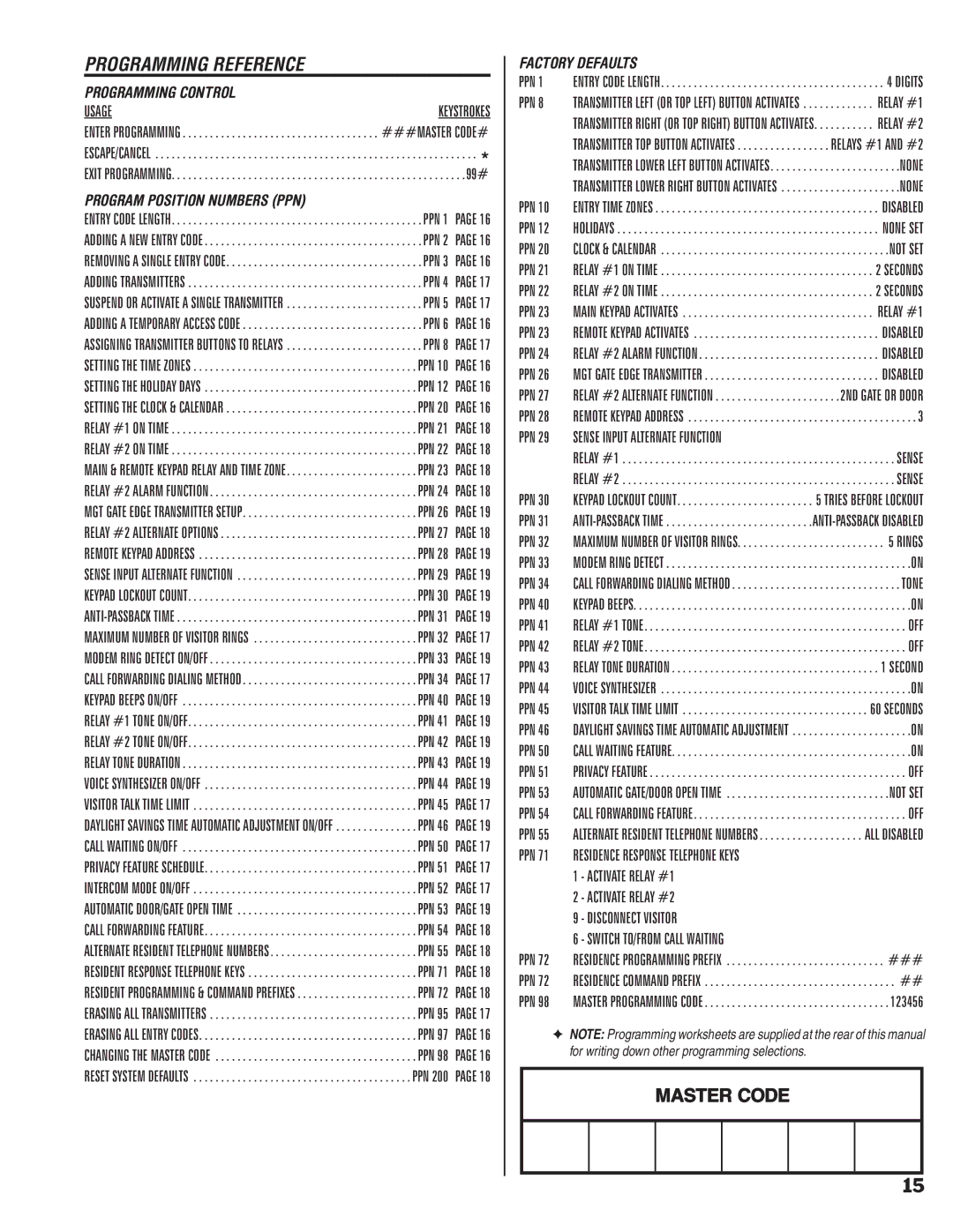 Linear RE-2 manual Programming Reference, Programming Control 