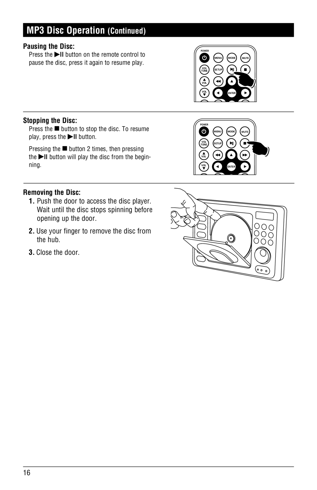 Linear RV4500 installation manual MP3 Disc Operation 