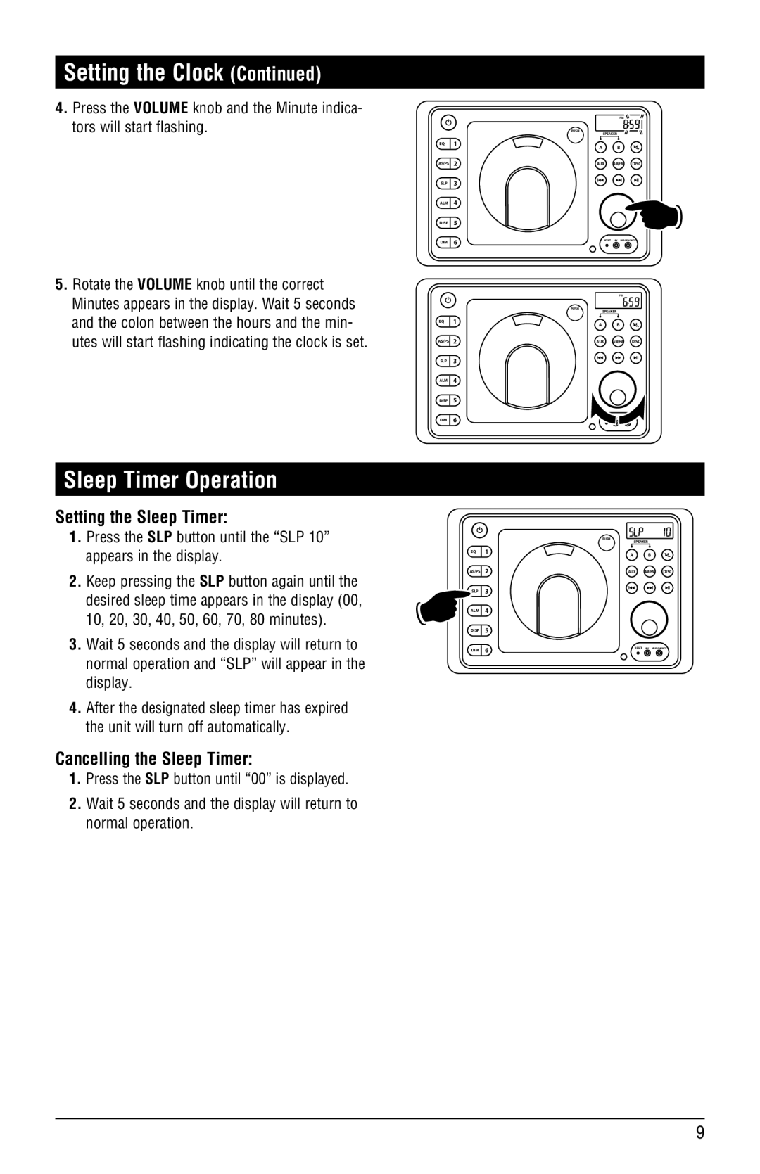 Linear RV4500 Sleep Timer Operation, Setting the Sleep Timer, Cancelling the Sleep Timer, Tors will start flashing 