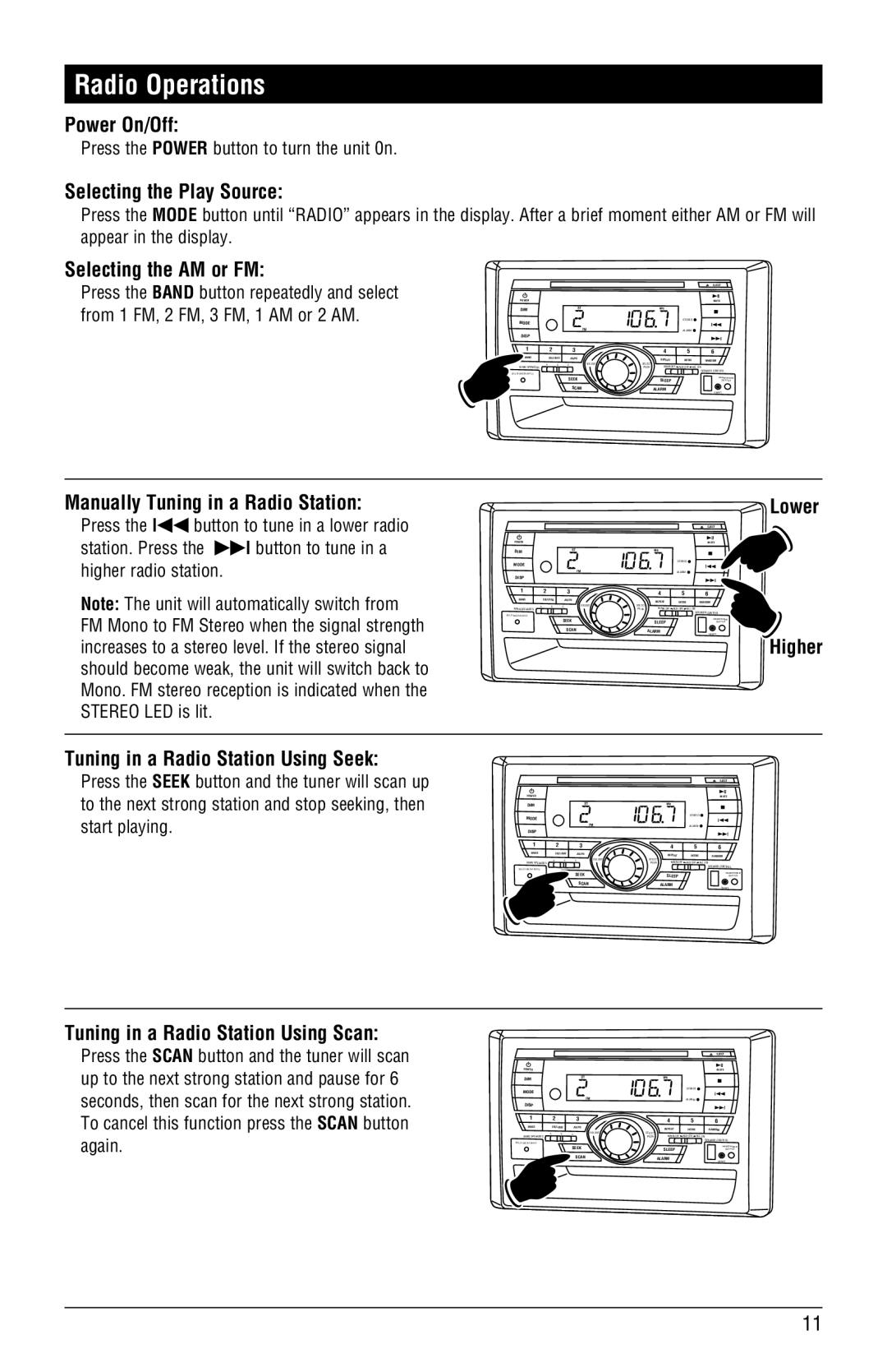 Linear RV5055 installation manual Radio Operations 