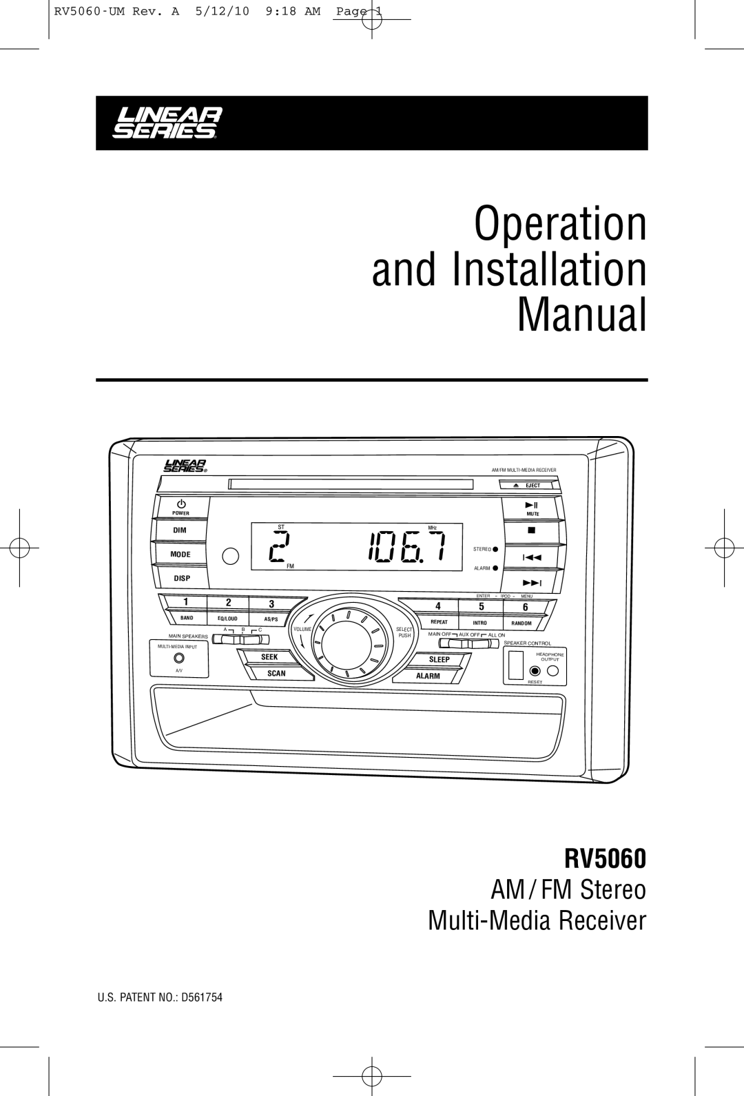 Linear RV5060 installation manual Operation Installation Manual 