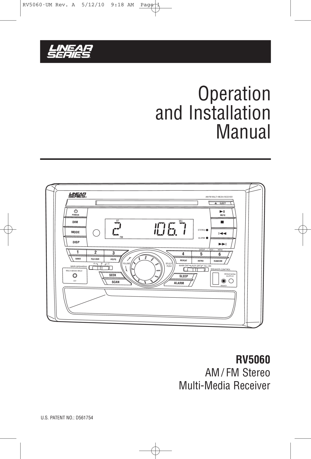 Linear installation manual RV5060-UMRev. A 5/12/10 9 18 AM Page, Operation and Installation Manual, Disp, Seek, Scan 