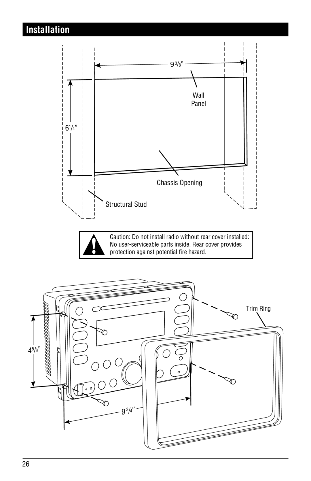 Linear RV5080 installation manual Installation, Trim Ring 