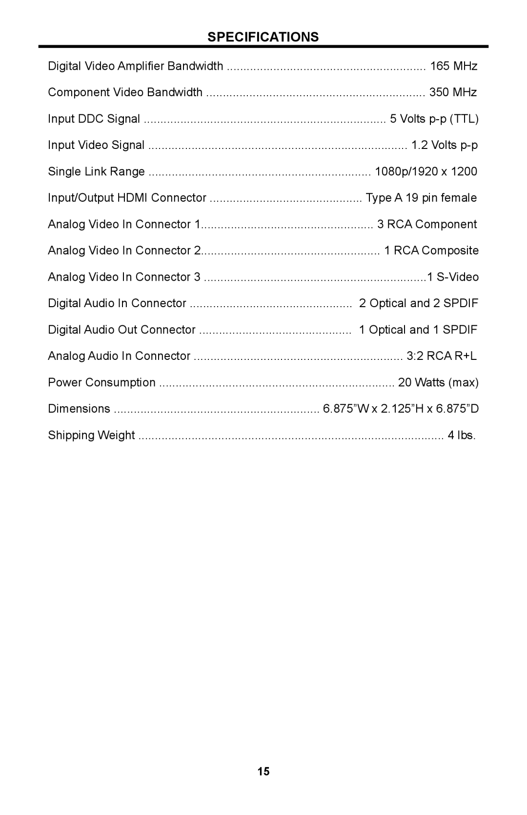 Linear SCALER-2-1080P user manual Specifications 