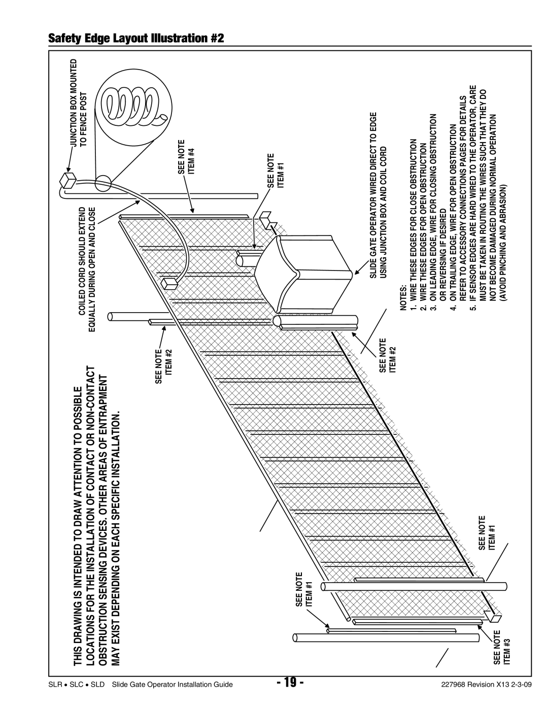 Linear SLD, SLR, SLC manual Safety Edge Layout Illustration #2 