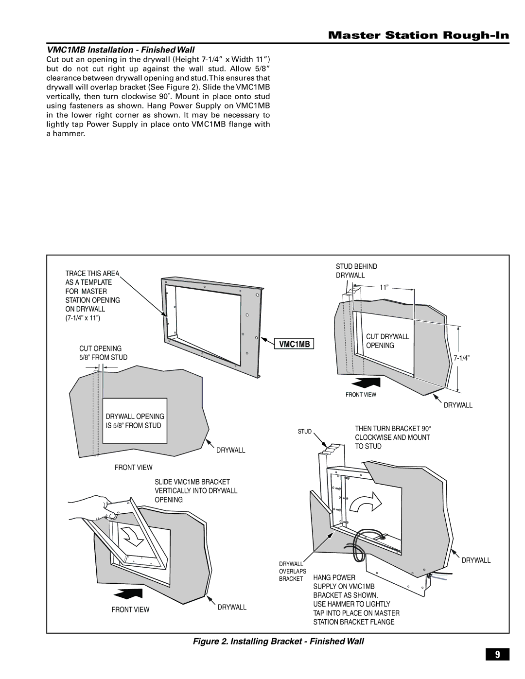 Linear VMC-1 manual VMC1MB Installation Finished Wall 