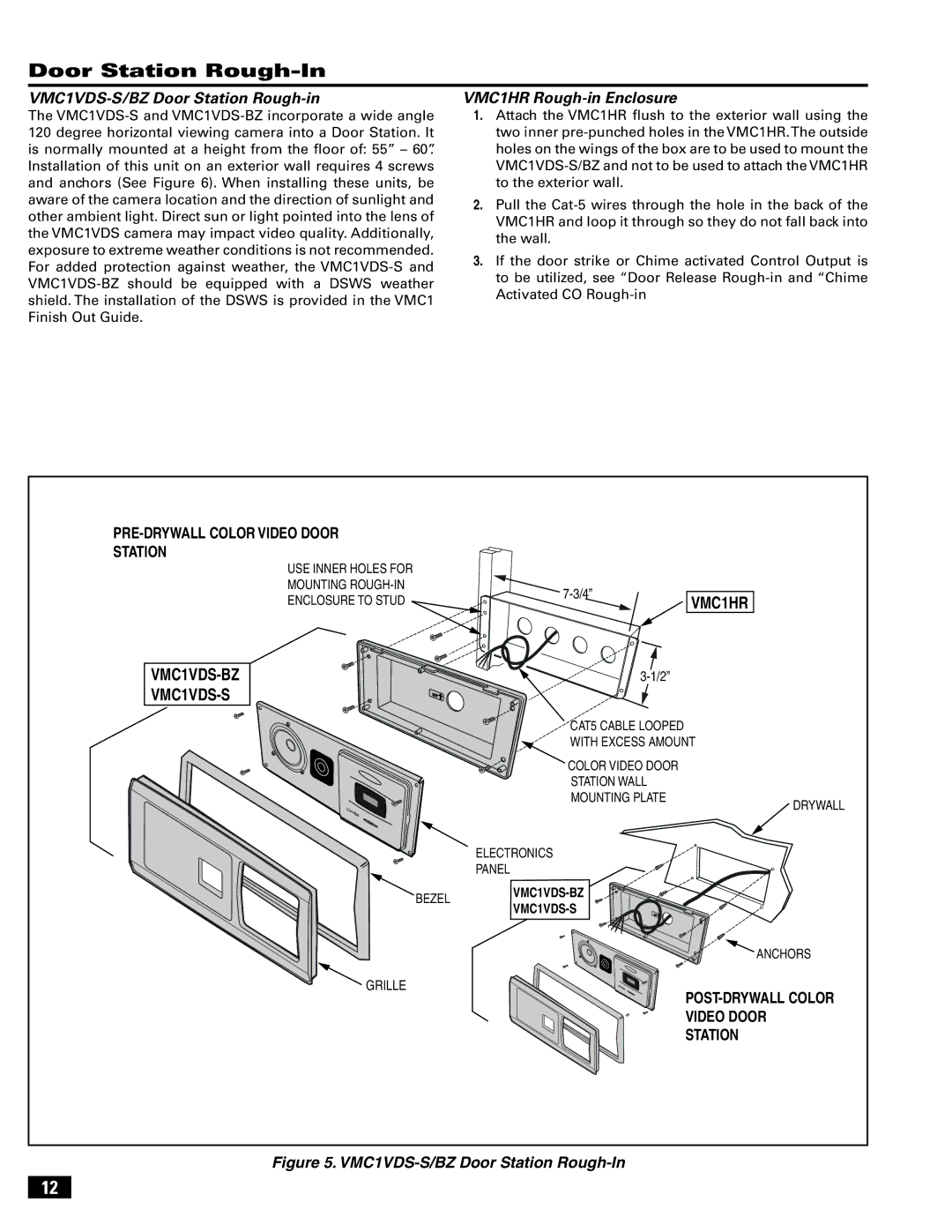 Linear VMC-1 manual PRE-DRYWALL Color Video Door Station, POST-DRYWALL Color Video Door Station 