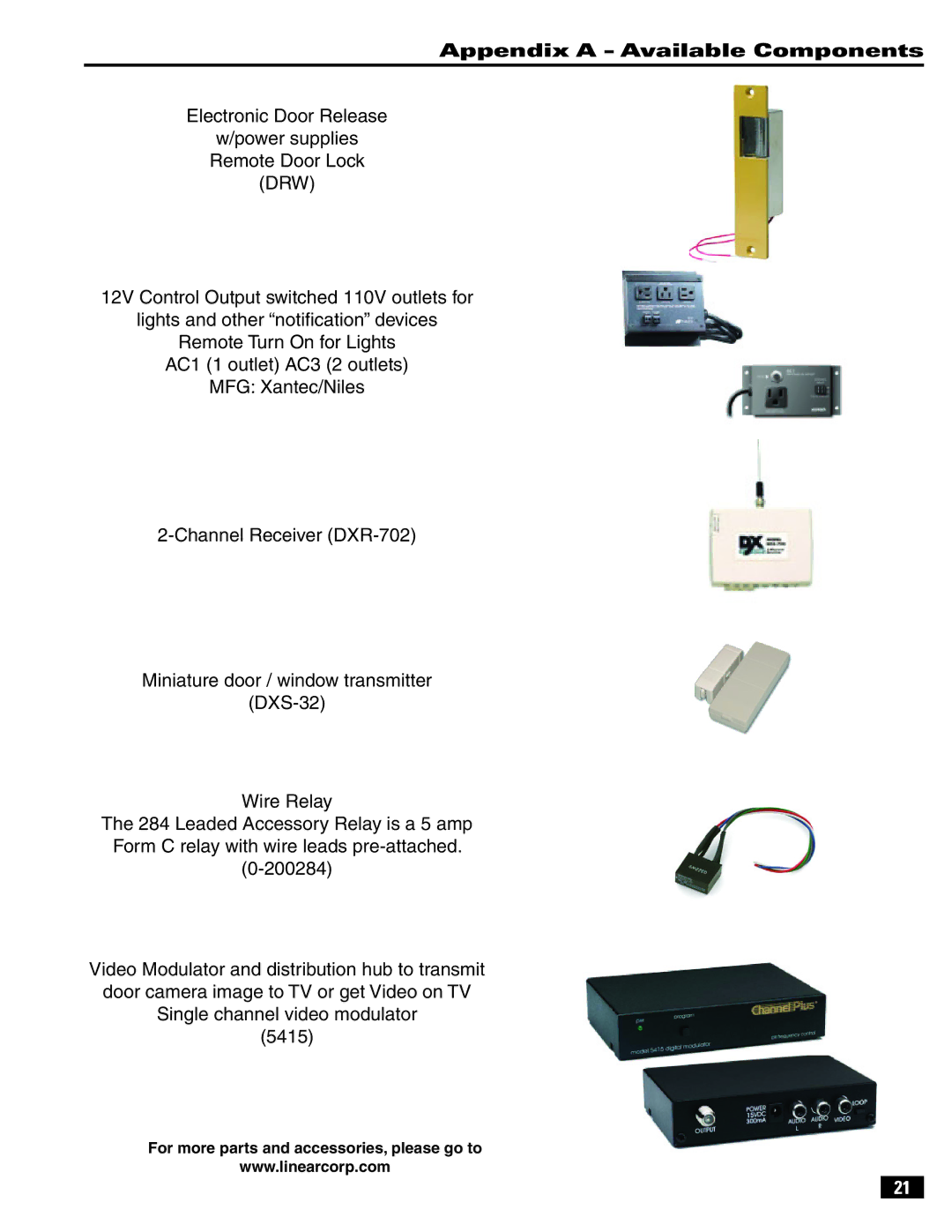 Linear VMC-1 manual For more parts and accessories, please go to 