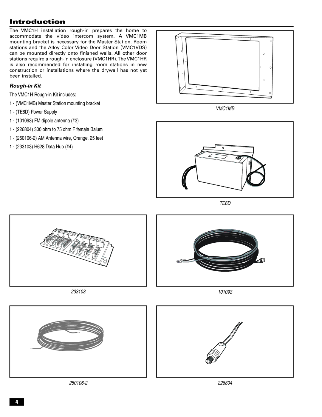 Linear VMC-1 manual Introduction, Rough-in Kit 