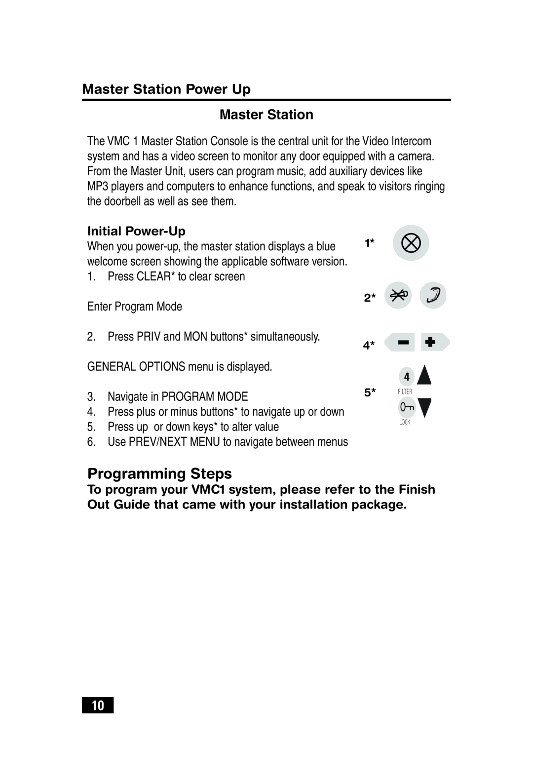 Linear VMC1 quick start Programming Steps, Master Station Power Up 