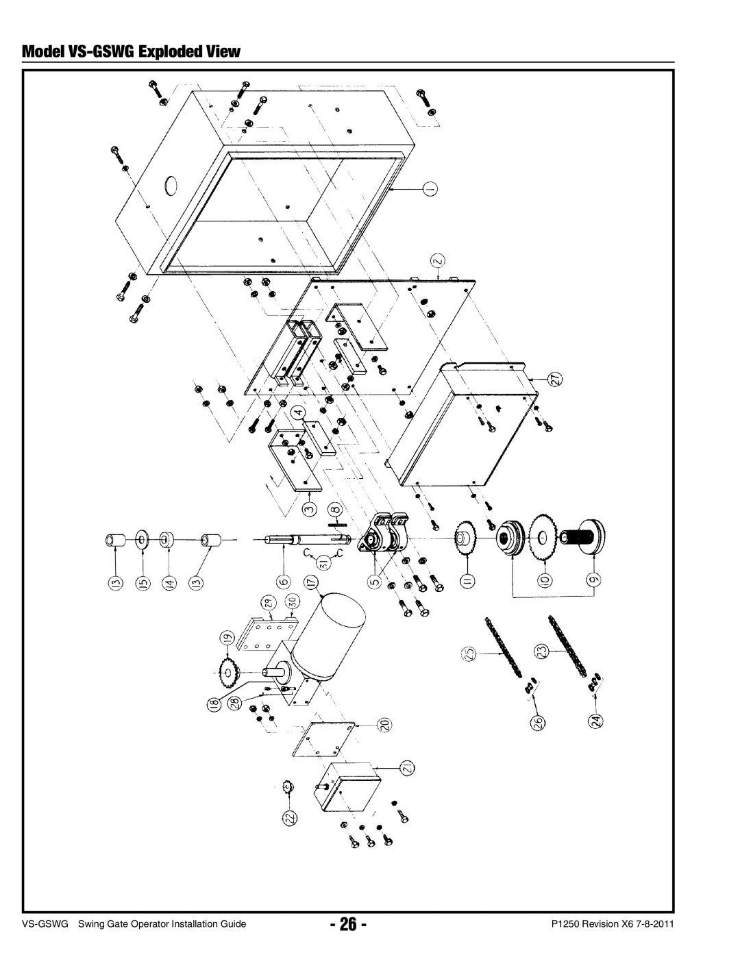 Linear manual Model VS-GSWG Exploded View 