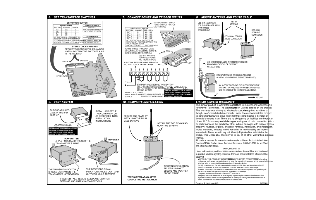 Linear XT-4 installation instructions Slide Board Into Case in the 3RD Slot UP, Apply Power and Trigger 