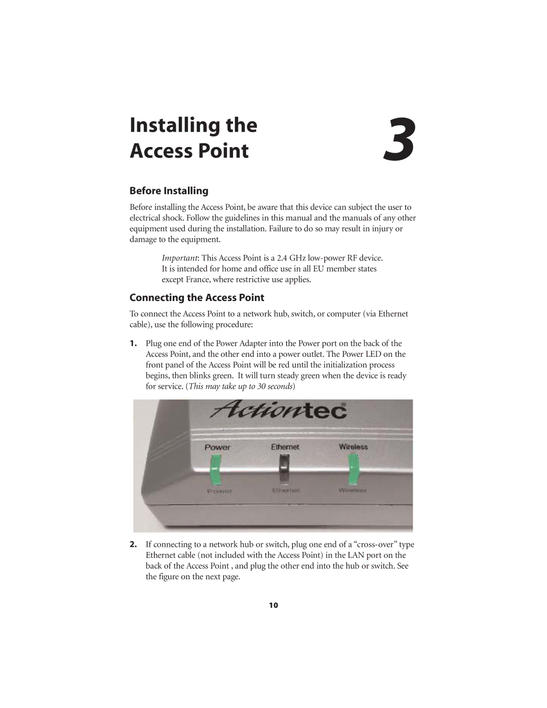 Link electronic GT701AP user manual Installing Access Point, Before Installing, Connecting the Access Point 