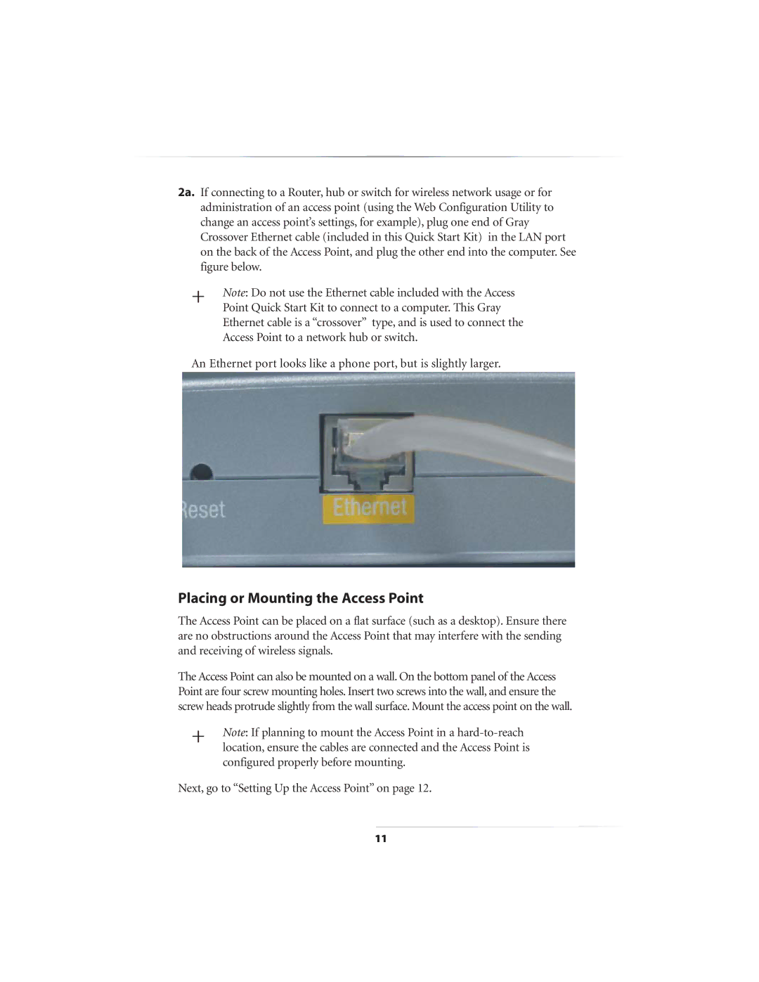 Link electronic GT701AP user manual Placing or Mounting the Access Point 