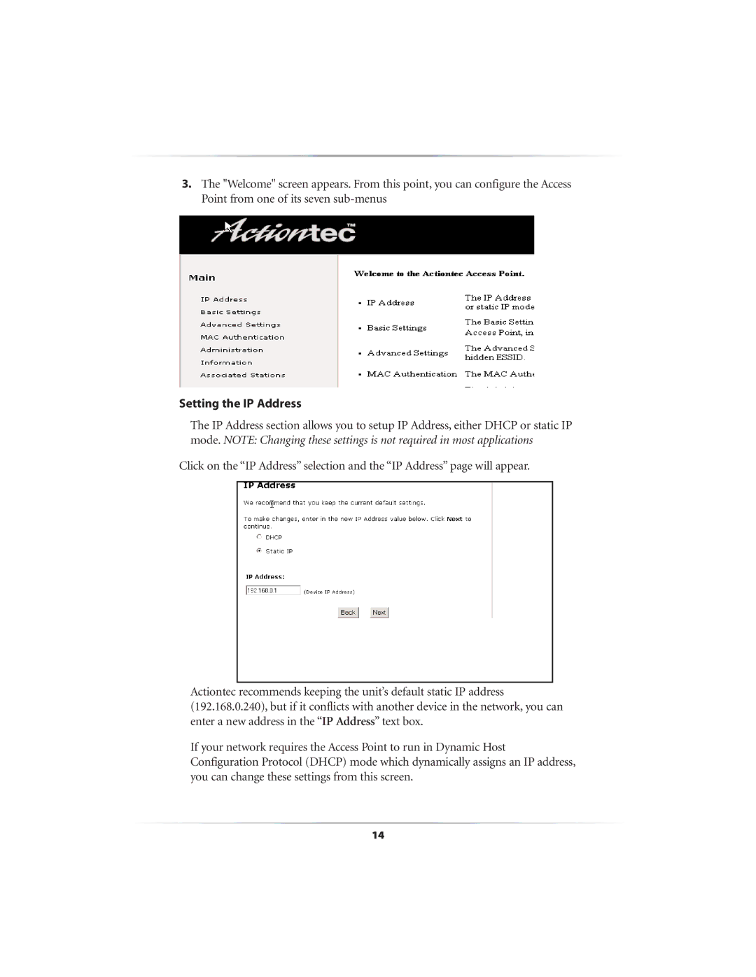 Link electronic GT701AP user manual Setting the IP Address 