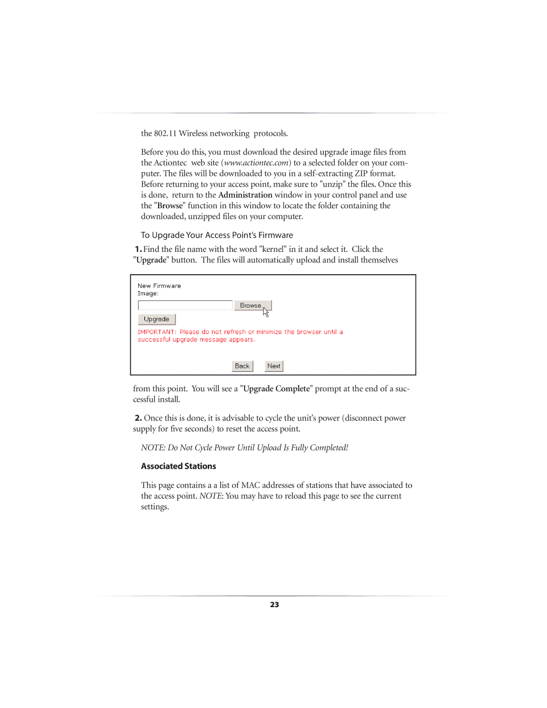 Link electronic GT701AP user manual To Upgrade Your Access Point’s Firmware, Associated Stations 