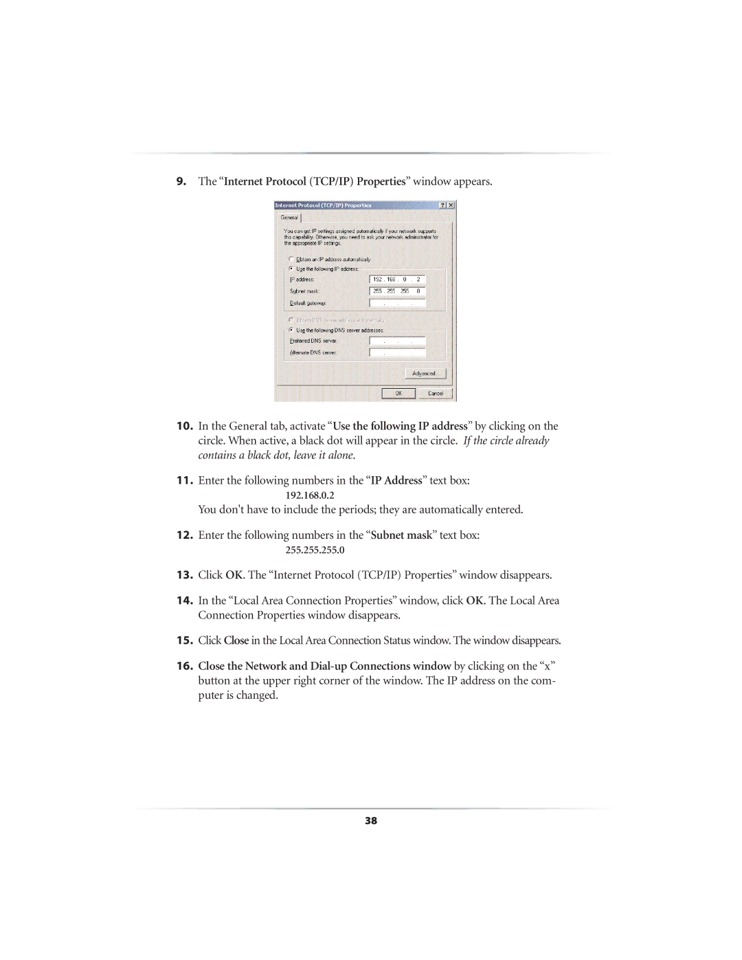 Link electronic GT701AP user manual Internet Protocol TCP/IP Properties window appears 