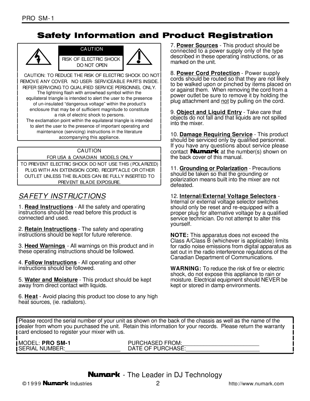 Link electronic PRO SM-1 owner manual Safety Instructions 