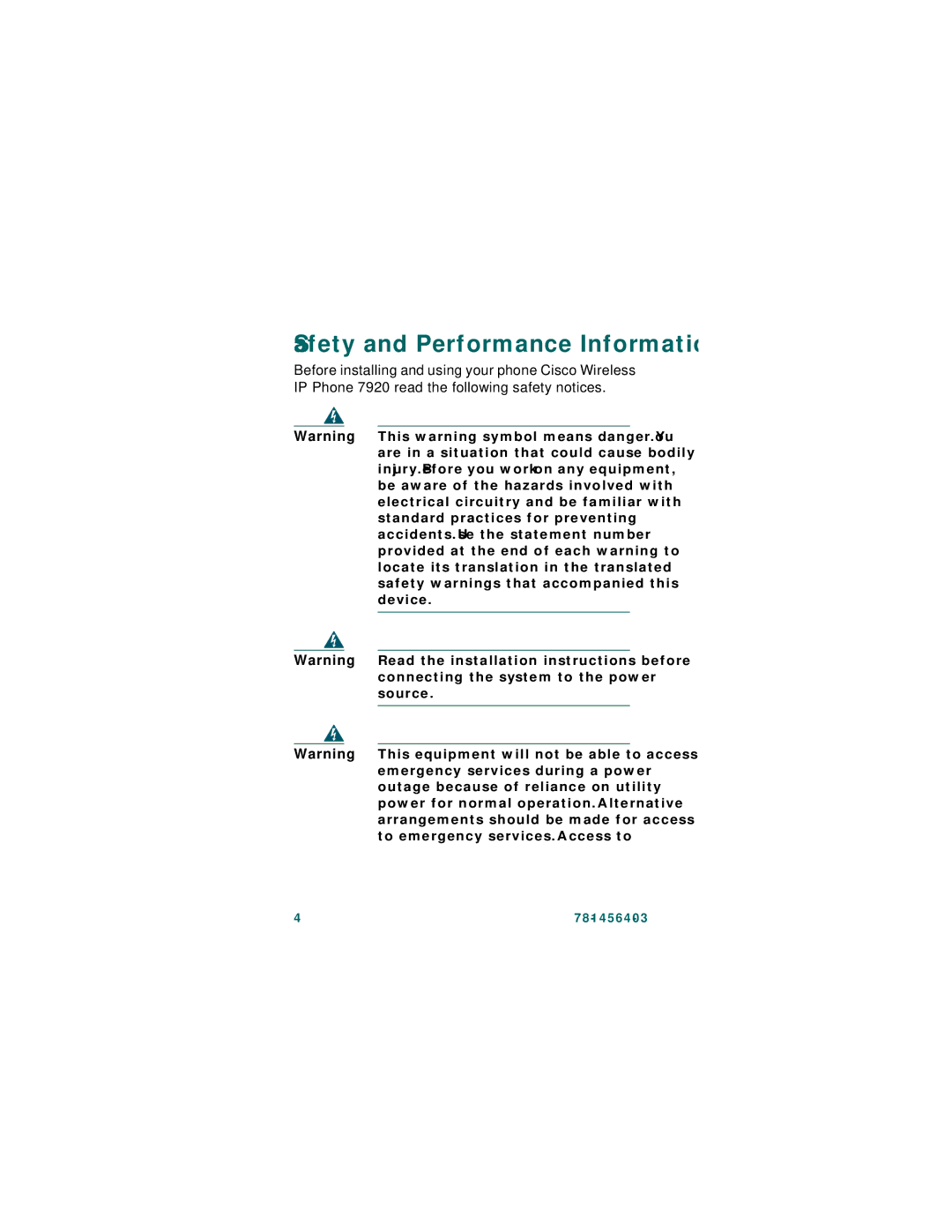 Linksys 7920 warranty Safety and Performance Information 