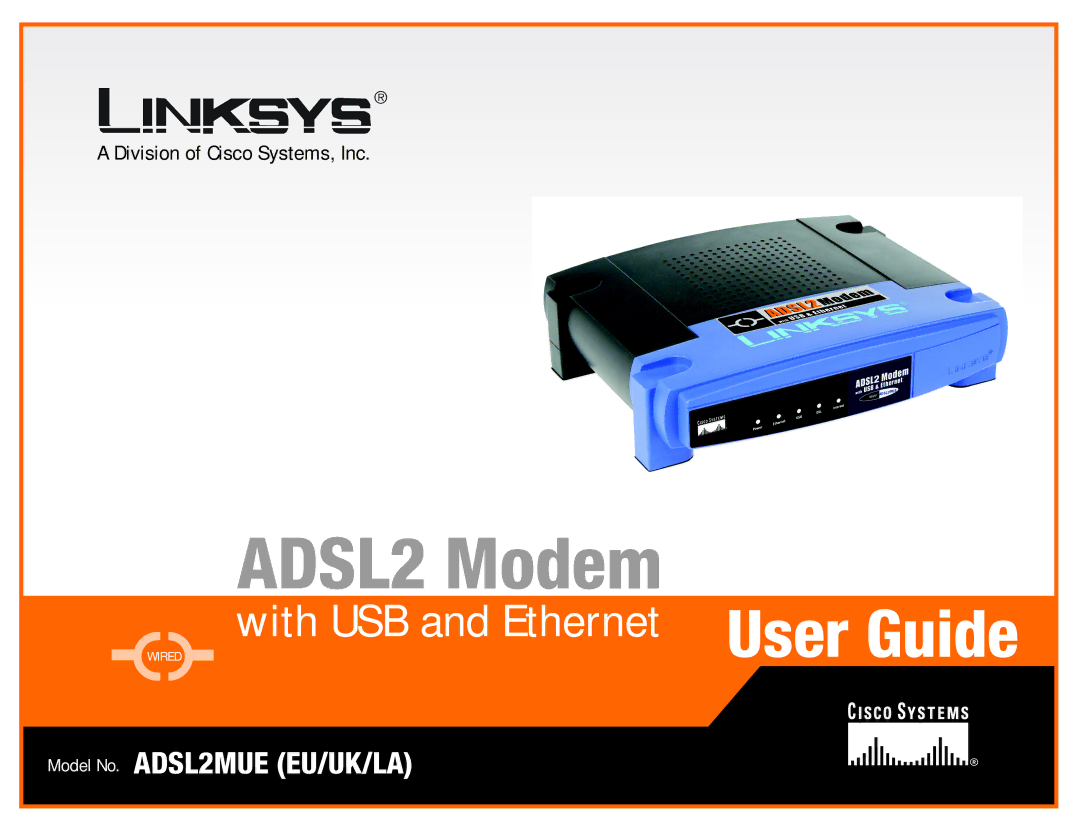 Linksys ADSL2MUE manual ADSL2 Modem 