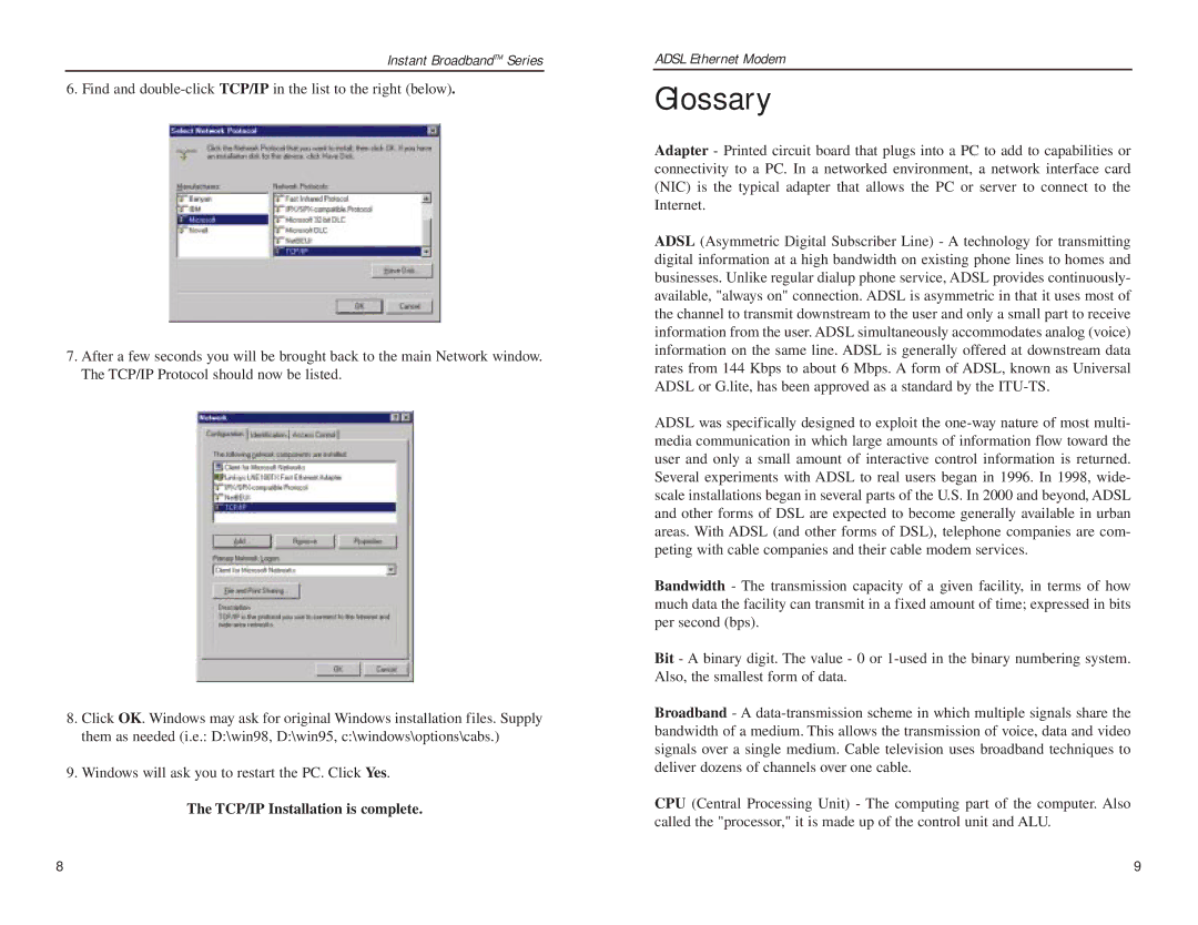 Linksys ADSLME1 manual Glossary 